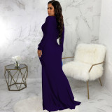 Sexy Fashion Solid Color Nightclub Irregular Wrinkled Dress