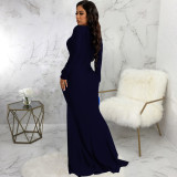 Sexy Fashion Solid Color Nightclub Irregular Wrinkled Dress