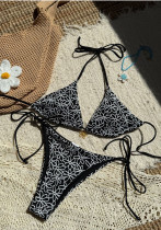 Sexy Two-Piece Bikini Set Halter Neck Tie-Front Swimwear Sexy Two-Piece Bikini Set Halter Neck Tie-Front Swimwear