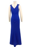 Wide Strap Solid Color Bodycon Sexy Slit Mermaid Evening Gown