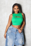 Women’s Sexy Ribbed Cutout Fitted Casual Sleeveless Top
