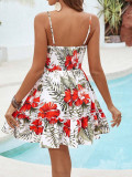 Summer Bohemian Strappy V-Neck Lace Patchwork Beach Holiday Dress