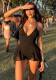 Women’s Sexy Low Back Ruffled Deep V Jumpsuit Spring/Summer Slim Fit Romper