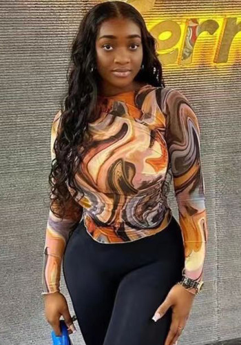 Spring Women’s Long Sleeve Print Blouse