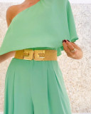 Light Green One-Shoulder Jumpsuit No Belt