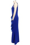 Wide Strap Solid Color Bodycon Sexy Slit Mermaid Evening Gown