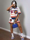Letter Print Casual Fashion Shorts Basketball/Olive Ball Women’s Two Piece Shorts Set