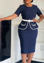 Women's Fashion Elegant Bodycon Short Sleeve OL Office African Plus Size Dress Women's Fashion Elegant Bodycon Short Sleeve OL Office African Plus Size Dress