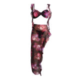 Women Printed Asymmetric Bikini Swimsuit Set