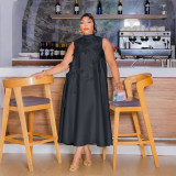 Women Round Neck Sleeveless Maxi Dress