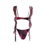 Women Printed Asymmetric Bikini Swimsuit Set