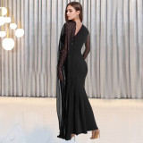 Women Sexy Mesh Beaded Bodycon Dress