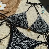 Sexy Two-Piece Bikini Set Halter Neck Tie-Front Swimwear