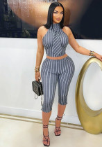 Women Sleeveless Turndown Collar Vest Top and Pencil Pants Two-Piece Set Women Sleeveless Turndown Collar Vest Top and Pencil Pants Two-Piece Set