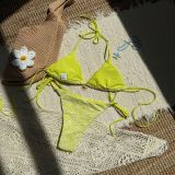 Sexy Two-Piece Bikini Set Halter Neck Tie-Front Swimwear