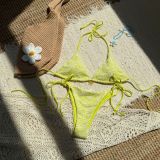 Sexy Two-Piece Bikini Set Halter Neck Tie-Front Swimwear