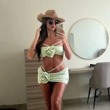Women Crochet Flower Bikini Swimsuit Set