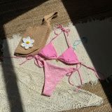 Sexy Two-Piece Bikini Set Halter Neck Tie-Front Swimwear