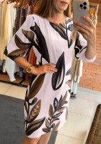 Summer Round Neck Half-Sleeve Vintage Printed Dress Summer Round Neck Half-Sleeve Vintage Printed Dress