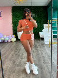 Women Summer Solid Crop Top Shorts Two-Piece Set