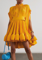 Summer Round Neck Ruffle Tie-Waist Party Cocktail Dress Summer Round Neck Ruffle Tie-Waist Party Cocktail Dress