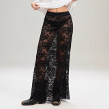 Stylish Summer Lace High-Waist Midi Skirt