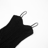 Women Sexy Lace Strapless Suspender Backless Mesh Jumpsuit