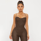 Women Sexy Lace Strapless Suspender Backless Mesh Jumpsuit