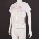 Summer Trendy Print Fringe T-Shirt Stylish Casual Top
