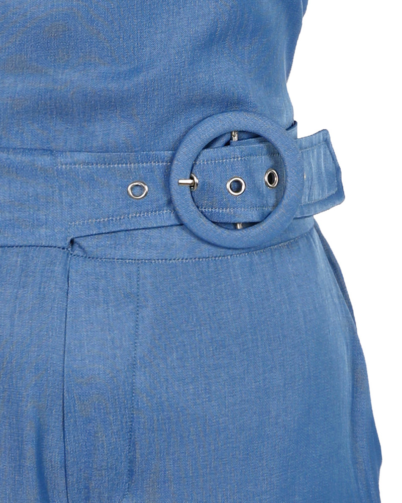 Summer Ruffle Edge Patchwork Suspender Top + Pants Two-piece Set