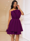 Women sexy Strapless ruffle Formal Party dresses