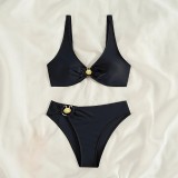 Solid Color Strapless Bikini Spring Two-Piece Swimwear