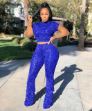 Summer Sporty Ruffle Short-Sleeve Two-Piece Pants Set