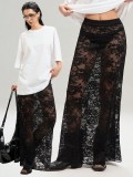 Stylish Summer Lace High-Waist Midi Skirt