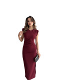 Solid Color Sleeveless Elegant Midi Dress