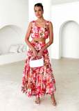 Floral Strap Crop Top & High-Waist Skirt Two-Piece Set