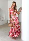 Floral Strap Crop Top & High-Waist Skirt Two-Piece Set