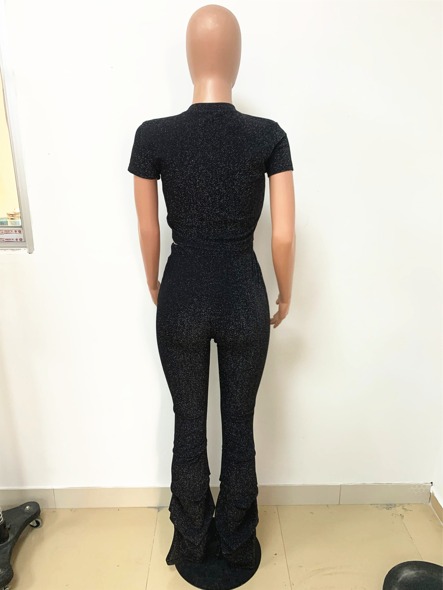 Summer Sporty Ruffle Short-Sleeve Two-Piece Pants Set