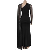 Women Sexy Mesh Beaded Bodycon Dress