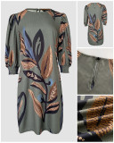 Summer Round Neck Half-Sleeve Vintage Printed Dress