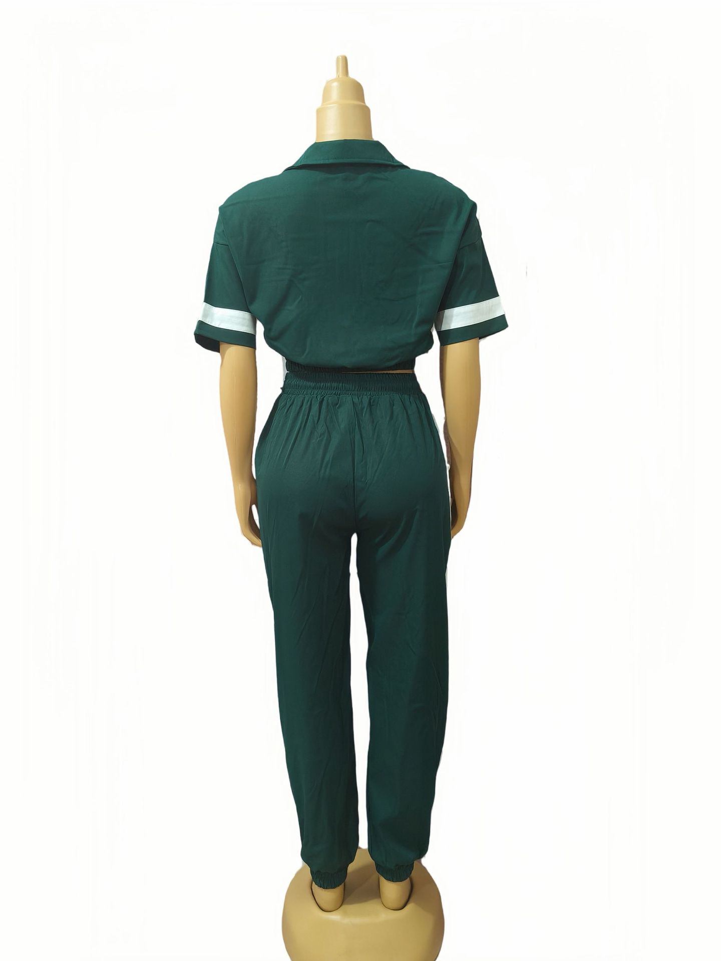 Plus Size African Women contrast color short-sleeved top and leggings Casual two-piece set