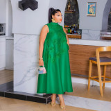 Women Round Neck Sleeveless Maxi Dress
