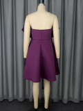 Women sexy Strapless ruffle Formal Party dresses