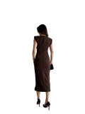 Solid Color Sleeveless Elegant Midi Dress