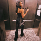 Women Sexy Lace Strapless Suspender Backless Mesh Jumpsuit