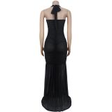 Women’s Summer Sheer High-Slit Solid Color Dress