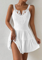 V-Neck Sleeveless Ruffle Hem Short Formal Cocktail Dress V-Neck Sleeveless Ruffle Hem Short Formal Cocktail Dress