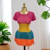 Women Beach Pullover Hollow Knitting Sexy Dress