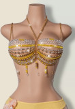 Women Sexy Beaded Halter Neck Strapless Bikini Bikini Beach Swimsuit
