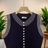 Autumn Button-Down Round Neck Sleeveless Knit Dress